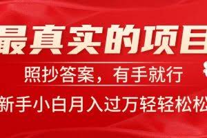 （11362期）最真实的项目，照抄答案，有手就行，新手小白月入过万轻轻松松