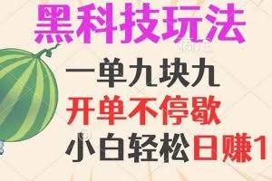 （13046期）黑科技玩法，一单利润9.9，一天轻松100单，日赚1000＋的项目，小白看完…