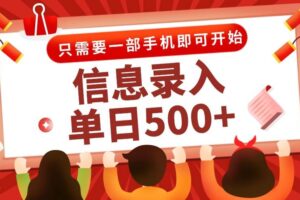 （15002期）信息录入兼职2.0，几秒一单，打字+推广双模式，只需一部手机，随时随地…
