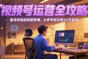 （15217期）2025视频号运营全攻略，推流机制加短剧剪辑，从养号到日销34万实战