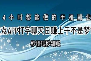 （15548期）交友APP打字聊天赚钱秒提现秒到账，日赚上千不是梦！