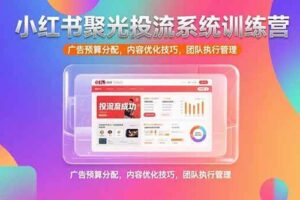 （15407期）小红书聚光投流系统训练营，广告预算分配，内容优化技巧，团队执行管理