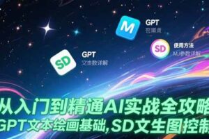 （15309期）从入门到精通AI实战全攻略，GPT文本绘画基础，MJ参数详解，SD文生图控制