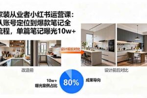 （15990期）家装从业者小红书运营课：从账号定位到爆款笔记全流程，单篇笔记曝光10w+