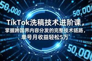 （16693期）TikTok洗稿技术进阶课，掌握跨国界内容分发的完整技术链路，单号月收益轻松5万