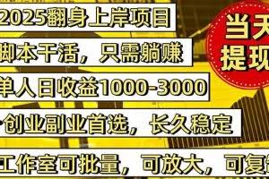 （16501期）2025翻身上岸项目脚本干活，内部客户经理内部开号，单人日收益1000-300…