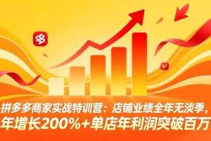 （17896期）拼多多商家实战特训营：店铺业绩全年无淡季，年增长200%+单店年利润突破百万(26年4月5日更新)