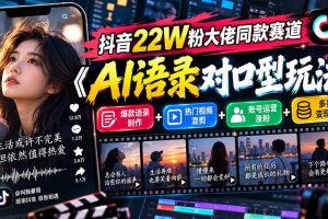 （20990期）抖音22W粉大佬同款赛道《AI语录对口型玩法》：爆款语录制作+热门视频混剪+账号运营涨粉+多渠道变现实操