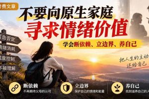 （21132期）付费文章：不要向原生家庭寻求情绪价值，学会断依赖、立边界、养自己