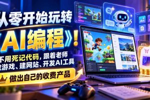 （21210期）从零开始玩转《AI编程》！不用死记代码，跟着老师做游戏、建网站、开发AI工具，最后完成自己的收费产品