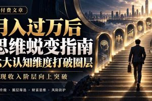 （21210期）付费文章：月入过万后思维蜕变指南，六大认知维度打破圈层，实现收入阶层向上突破
