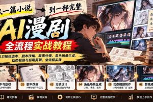 （21262期）从一篇小说到一部完整AI漫剧：学习版权选本、剧本改编、故事分镜、角色场景生成、动态视频与后期剪辑