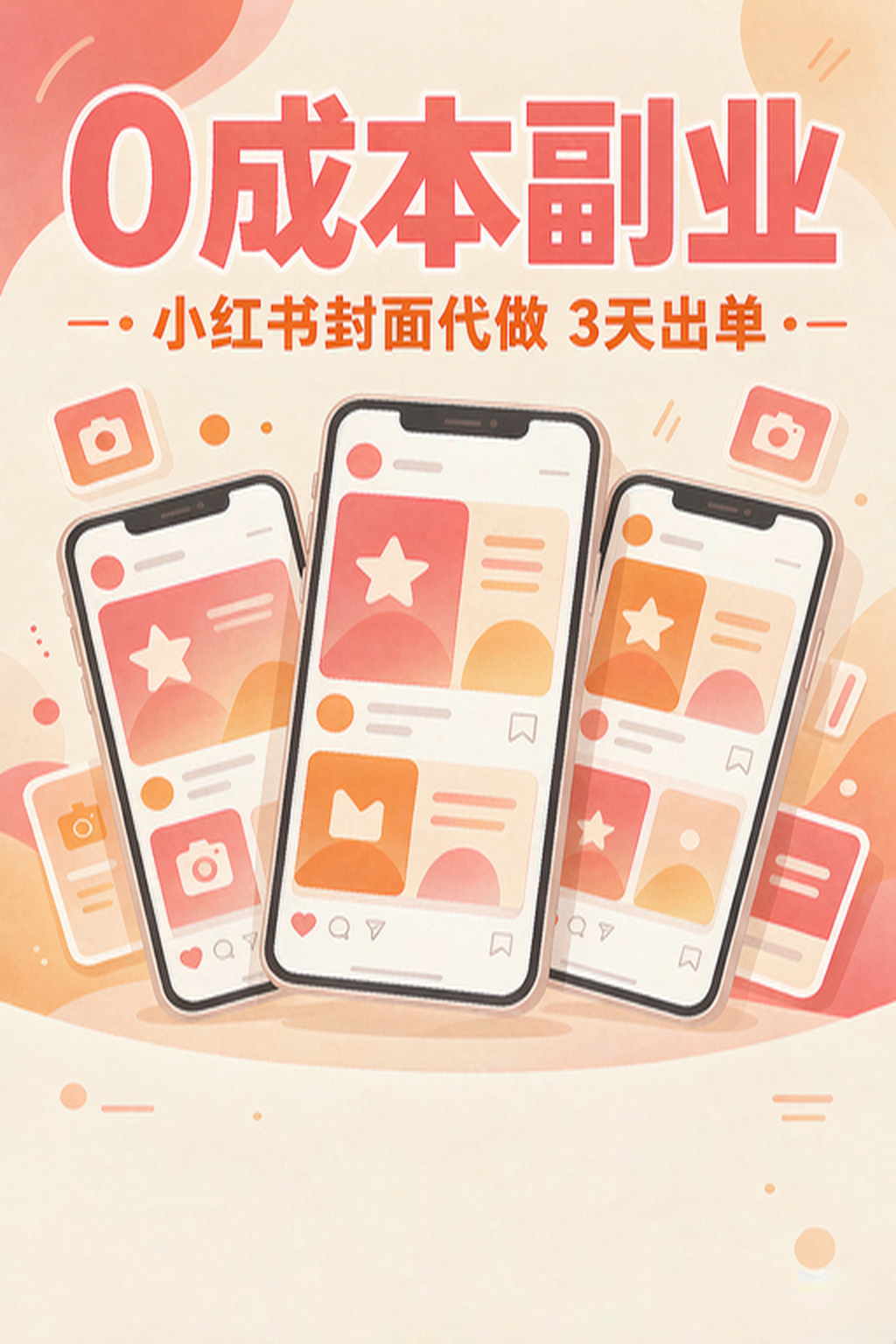 小红书封面图代做,0成本3天出单