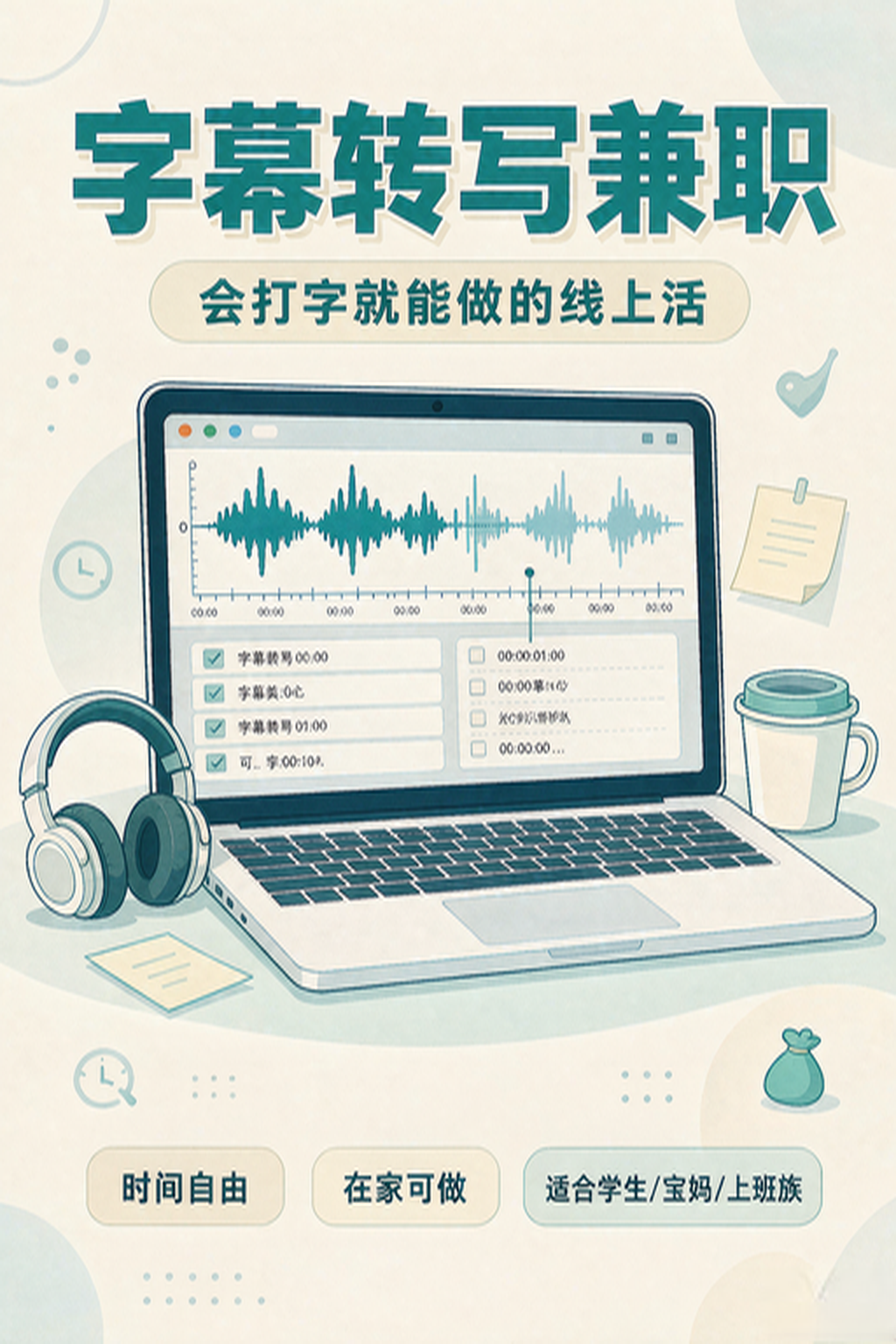字幕转写兼职，会打字就能做的线上活