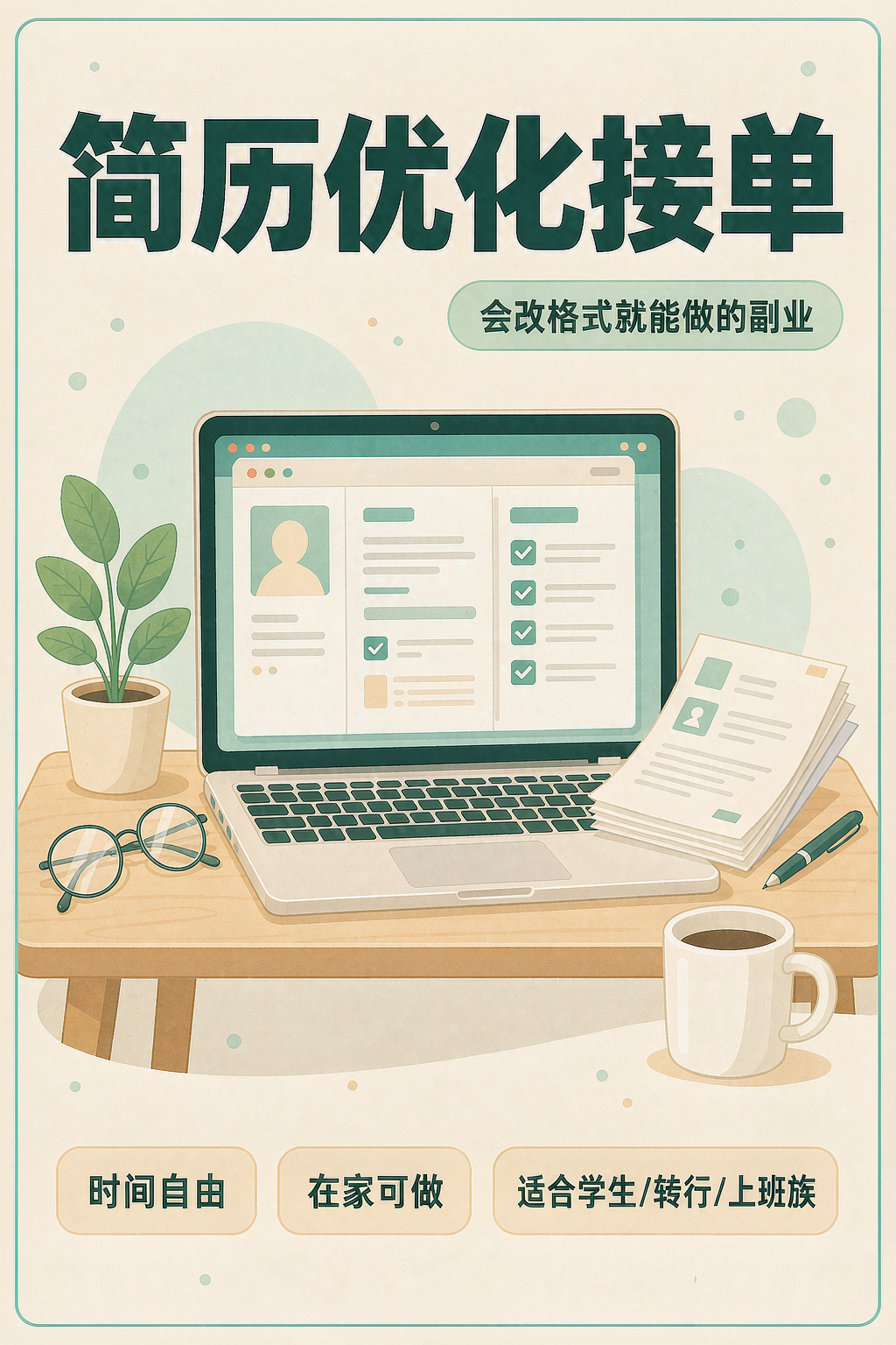 简历优化接单,会改格式就能做的副业