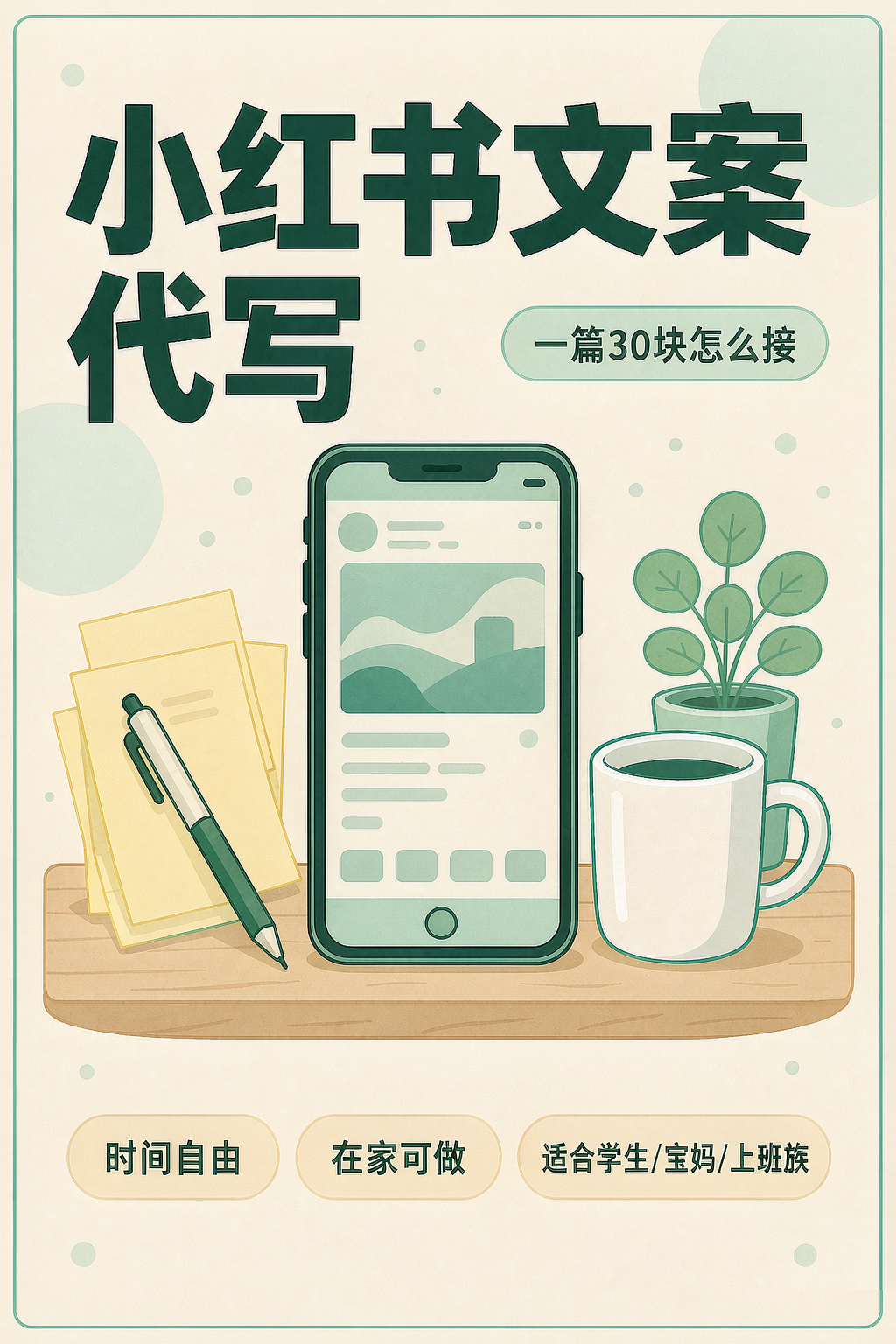 小红书文案代写，一篇30块怎么接