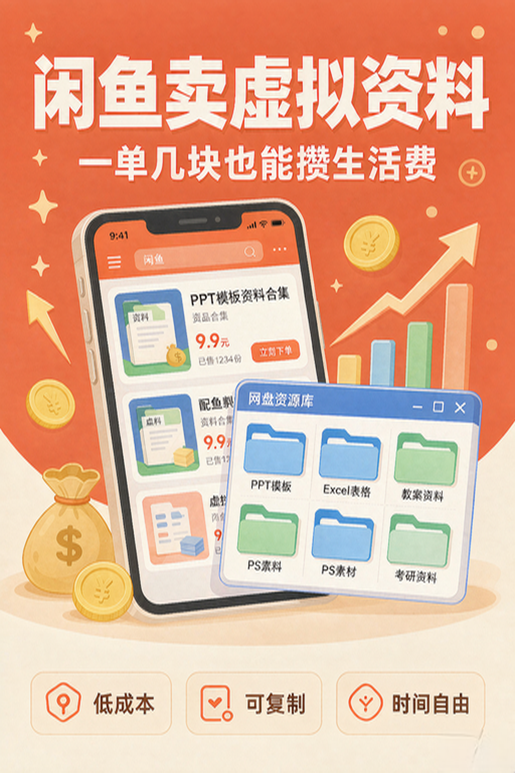 闲鱼卖虚拟资料，一单几块也能攒出生活费