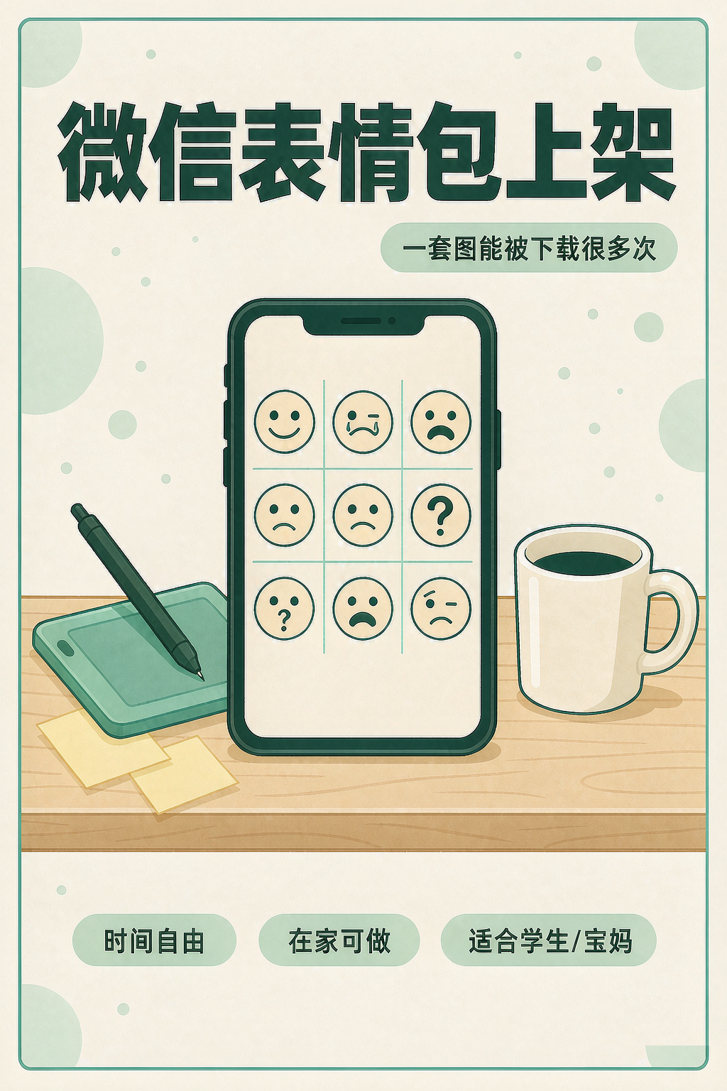 做微信表情包上架，一套图能被下载很多次